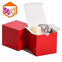 MESHA Kraft Boxes，Paper Gift Boxes with Lids for Gifts, Crafting, Cupcake Boxes,Boxes for Wrapping Gifts,Bridesmaid Proposal Boxes (Red-50Pcs)