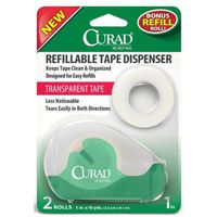 Curad Clear Tape with Refillable Dispenser, Bonus Roll, 2 Count
