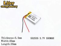 3.7V 550mAh 552535 Lithium Polymer Ion Rechargeable Battery Lithium Polymer Li-Po Battery for MP4 GPS MP3 Bluetooth Stereo DIY Gift