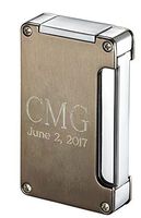 Personalized Zidane Satin Nickel and Chrome Cigar Lighter with Built-in Cigar Punch Free Engraving