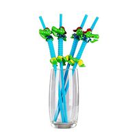 PANDA SUPERSTORE Art DIY Straws Set of 10 Disposable Drinking Straws Cartoon Plastic Straws, Blue