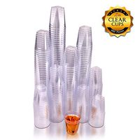 Fete Clear Hard Plastic Shot Glasses 100 Count 2 Ounce Reusable and Disposable Shot Cups Perfect Party and Sampling Cups for Drinks, Tastings, Sauces, Dips, Finger Foods, Jelly Shooters 2oz. 100ct.