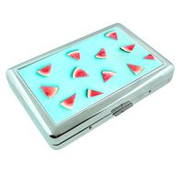 Watermelon Em8 Hip Silver Cigarette Case Id Holder Metal Wallet 4" X 2.75" RFID Protection
