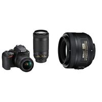 Nikon D3500 DX-Format DSLR Two Lens Kit with AF-P DX NIKKOR 18-55mm & AF-P DX NIKKOR 70-300mm, Black with 35mm F/1.8G Lens