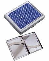 Metal Cigarette Case King Size in an Attractive Gift Box Blue Jeweled
