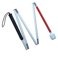 Aluminum mobility folding cane for the blind (folds down 5 sections) (115cm (45.3 inch)-black handle)