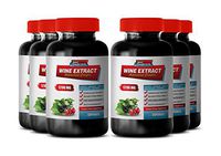Immune System Support Supplements - Healthy Heart Supplement - Wine Extract 1200 MG - Premium Dietary Supplement - ANTIOXIDANT Complex - acai Berry antioxidant Protection - 6 Bottles 360 Capsules