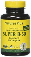 NaturesPlus Super B50 - 90 Vegetarian Capsules - High Potency B Complex Vitamin Supplement - Brain & Energy Booster - Gluten-Free - 90 Servings