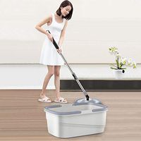 Viviplus Deluxe Spin Mop Bucket, Hand-Free Wringing Floor Cleaning Systems Steel Rotating Floor Cleaner Mop with 3 Microfiber Spin Wringer 3 Mop Head Wet or Dry Usage Reusable (Gray)