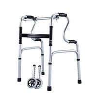 GYZ GY Elderly Walker, Aluminum Alloy with Wheel Folding Toilet Seat with Storage Bag for The Elderly to Assist Walking, Maximum Load 180kg Medical Supplies (Color : B)