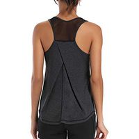 Meikosks Women's Mesh Racerback Tank Yoga Shirts Workout Tops Gym Clothes Solid Color Vest Black