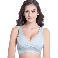 Sunhusing Women's Steel Ring Extra-Elastic Breathable Nursing Bra Comfort Sleep Bra Ladies Vest Underwear(Blue,L)