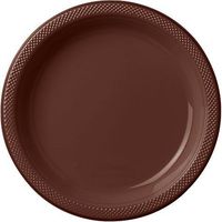 Round Plastic Plates | 20ct (9 inch, Chocolate Brown)
