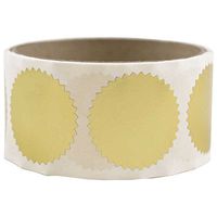 JAM PAPER Circle Label Wafer Seals with Serrated Edges - 1.5 Inch Diameter - Gold - 100 Round Labels/Pack