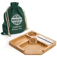 Bingo's Bamboo Large Lightweight Smart Costume Rolling Tray Bundle – Slide & Drop Surface, Paper Loader, Collector & Designed Canvas Bag for Outdoor use - Model Comfort