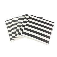 Paper Napkins White Black Stripes, Decorative Dinner Luncheon Napkins for Party Events 100count, folded 6.5” x 6.5”, unfolded 13” x 13”