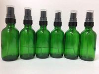 WALLER PAA 6 - (Six) GREEN 2 oz Boston GLASS ESSENTIAL OIL MIST With BLACK SPRAYER BOTTLES