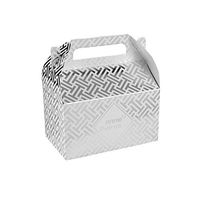 Hammont Foil Purim Treat Box - Silver Colored Foil Party Paper Boxes - Attractive Design Perfect for Parties and Occasions | 6.25" x 3.75" x 3.5" (10 Pack)