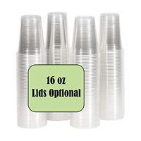 Clear Plastic Cups Disposable: 16 ounces, BPA-Free for Serving Soda, Juice, Punch, Wine Tasting, Water, Beer, Iced Coffee, Cold Tea, Milkshakes, Frozen Drinks (50 Cups)
