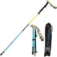 Trekking pole 5 Knots Fold, Super Light Carbon Brazing Telescopic, Portable Men and Women Generic Cane Crutch 35-125cm (Color : Yellow)