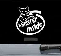 JS Artworks Funny Hamster Inside Vinyl Decal Sticker (White)