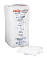 McKesson - Gauze Sponge McKesson Cotton Gauze 8-Ply 3 X 3 Inch Square NonSterile - 200/Package - McK