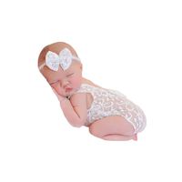 Baby Girl Photography Props Infant Cute Newborn Vest Lace Romper Bodysuit Pictures Clothing Monthly Photo Shoot Outfits (2 Baby Photography Vest White)