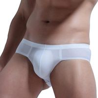 Snowfoller Mens Sexy Seamless Boxer Briefs Panties Soft Breathable Stretch Hip Underwear Perspective Shorts Underpants (XL, White)