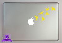 Overly Attached Decals Small Flock of Birds in Flight Vinyl Decal Sized to Fit A 11" Laptop - Yellow
