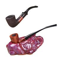 Tobacco Cigar Cigarette Wooden Smoking Curved Pipe Hand Made Portable Detachable British Classic Vintage Briar Wood Pipe, Brown,W