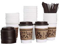 J&D Sells- coffee cups 12 oz coffee cups coffee cups with lids paper coffee cups -100 Pack - paper coffee cups with lids togo coffee cups with lids Paper Coffee Cups with Lids Hot Cups