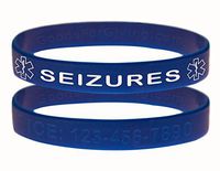 Custom Seizures ID Bracelet Wristbands - 2 Pack - Blue - 7 Inches - Youth