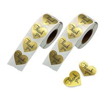 Thank You Stickers Gold Heart Shaped Foil Easy-Pull Adhesive Foil Labels (1000 Pack)