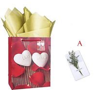 Gift Bags with Tissue Paper &Romantic Greeting Card for Holiday, Party, Birthday, Wedding, Anniversary, Shopping, Graduations, Medium 13 Inch, 1 Pcs (A)