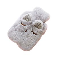 Kanngest Premium Classic Rubber Hot Water Bottle with Cute Closed Eye Rabbit Gray Soft Fleece Cover Great for Pain Relief, Hot and Cold Therapy