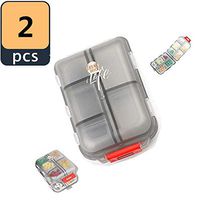 Sasonco Pill Organizer Cases Portable Pill Box Medicine Container Weekly Pill Organizer Medication Planner to Help You Remember to Take Your Pills 10 Compartment 2pcs