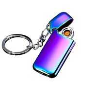 USB Lighter Mini USB Lighters Portable Rechargeable Flameless Windproof Double Sides Double Sides Keychain Eelectronic Lighter (Blue Pocket Lighter)