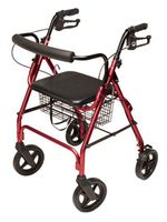 Lumex Aluminum Rollator with Curved Back Wheels, 8 Inches, Burgundy