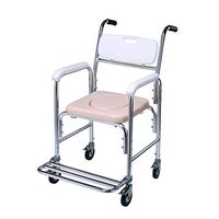FeiQiangQiang Aluminum Shower Chair Bedside Commodes for Adults Home Elderly Pregnant Women with Wheels Moving Chairs Toilet Chair (Color : White)