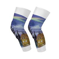 Knee Sleeve 3D Christmas Snow House Deer Full Leg Brace Compression Long Sleeves Pant Socks for Running, Jogging, Sports, Crossfit, Basketball, Joint Pain Relief, Men and Women 1 Pair