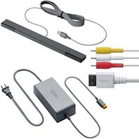Official Nintendo Wii U Accessory Kit - AC Adapter WUP-002, Composite AV Cable RVL-009, and Sensor Bar RVL-014 - OEM Original Nintendo Wii U Accessories
