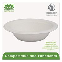 Eco Products 100 Percent Biodegradable Sugarcane Round Bowl, 12 Ounce -- 1000 per case.