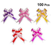 Amosfun 100pcs Pull Bows Gift Knot Ribbons String Bows for Gift Wrapping Flower Fruit Basket Wedding Car Holiday Decoration Christmas Ornaments DIY (Assorted Colors)