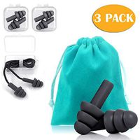 Ear Plugs for Sleeping - 3 Pairs - WECLUB - Waterproof Soft Silicone Noise Reduction Ear Plugs with Cord Noise Cancelling for Swimming，Sleeping, Snoring, Concerts and Airplanes (Black)