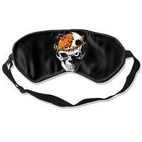Natural Silk Sleep Eye Mask for Sleeping,Super Soft Comfortable Adjustable Blindfold Eye Mask Eye Cover for Women,Men,Girls Or Kids - Cool Skull