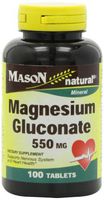 Mason Natural, Magnesium Gluconate 550 Mg Tablets, 100-Count Bottles (Pack of 3), Dietary Supplement Supports Muscle Regulation, Nerve Function, Blood Pressure, Bone Formation, and Heart Health
