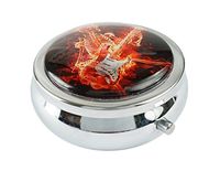 Halulu Skull Custom Fashion Round Glass Pill Case 2.1 Inch Tablet Holder Storage Bag Wallet