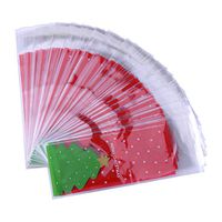100pcs Self Adhesive Christmas Bakery Cookies Biscuit Bags Xmas Tree Party Candy Small Jewelry Gift Baking Packing