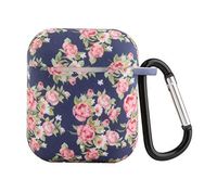 Norbairp Blue Floral Compatible for Airpods 1&2 Case,360¡ã Shockproof Silicone Case Cover,Portable& Equiped with Keychain