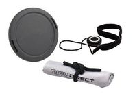 Lens Cap Side Pinch (52mm) + Lens Cap Holder + Nwv Direct Microfiber Cleaning Cloth For Nikon Coolpix P600